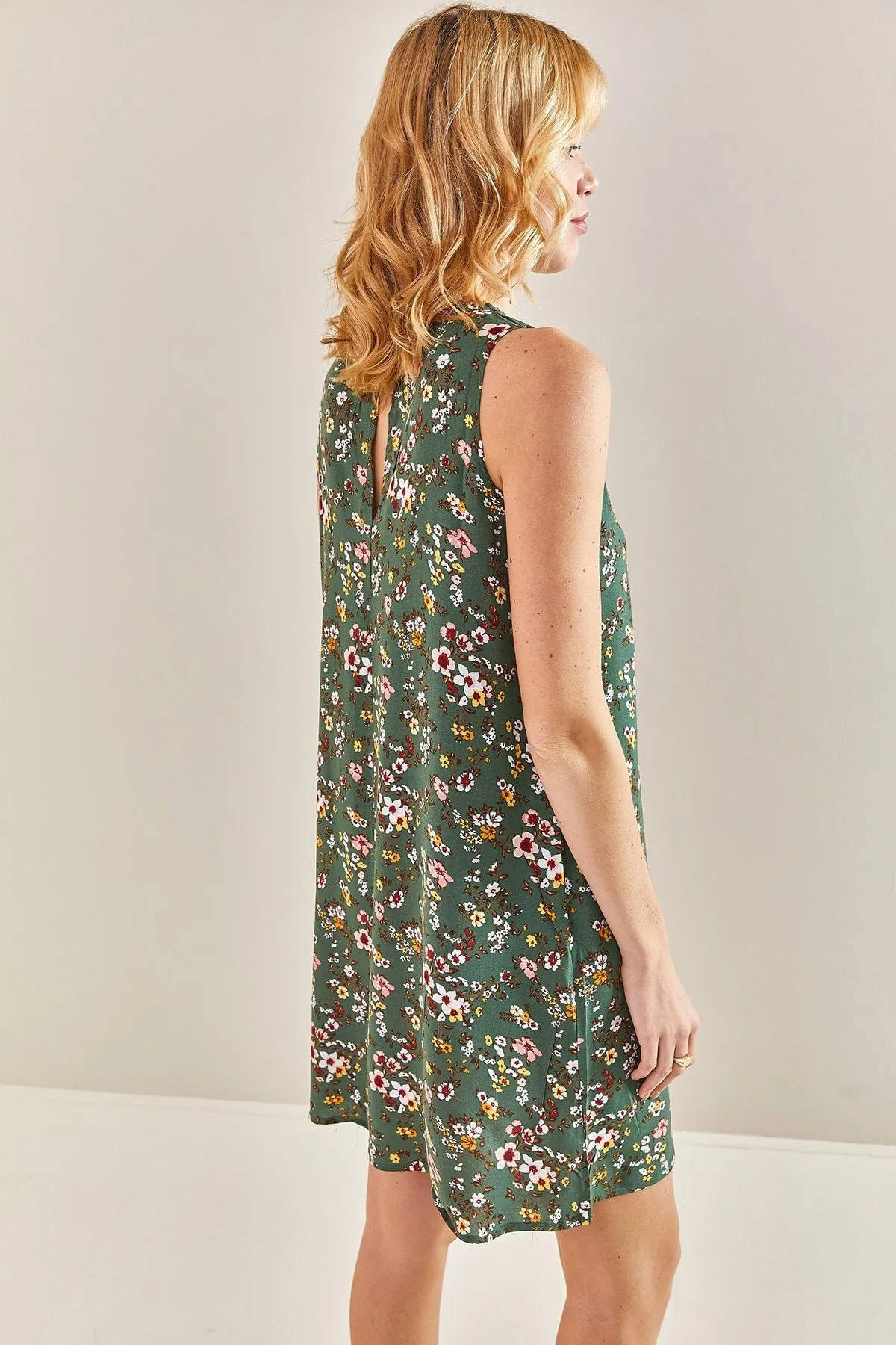 Multi Patterned Backless Viscose Dress, Boho Style Summer Fashion Mini Dress,Colorful Floral Prints Dress, Party Dress,Boho Style Cute Dress