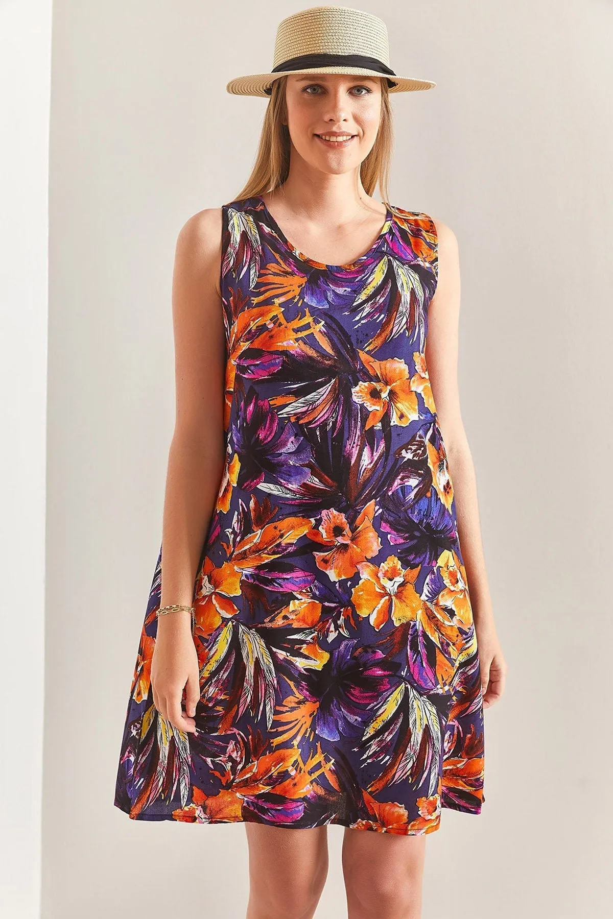 Multi Patterned Backless Viscose Dress, Boho Style Summer Fashion Mini Dress,Colorful Floral Prints Dress, Party Dress,Boho Style Cute Dress