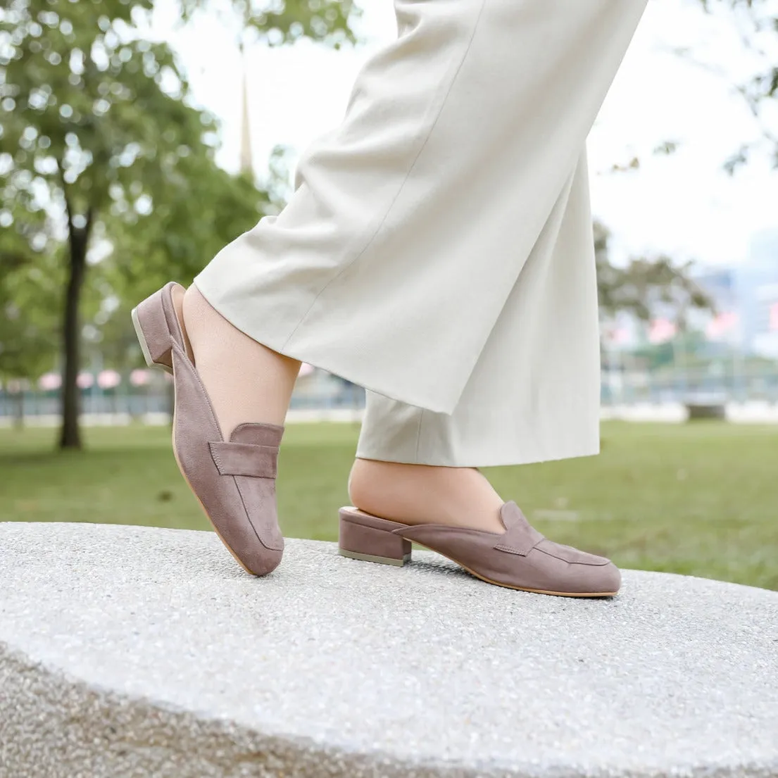 Nadine Suede Loafer Mules
