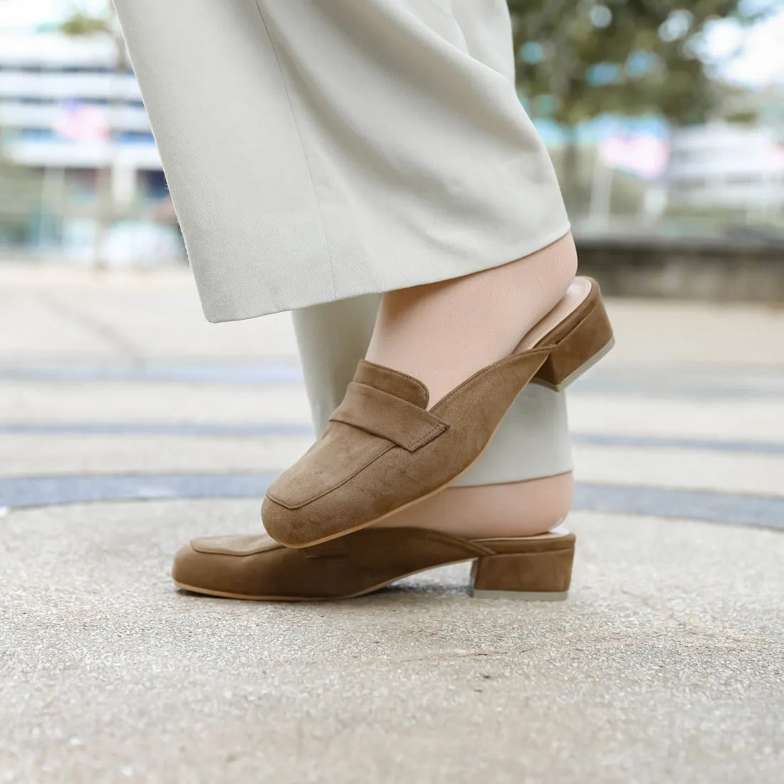 Nadine Suede Loafer Mules