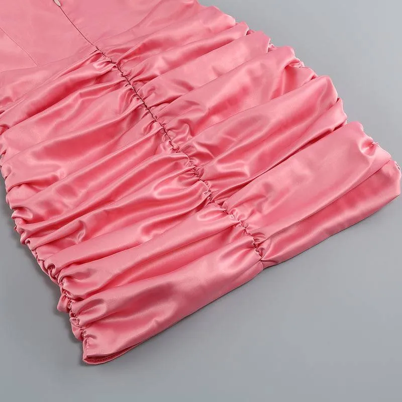 Natalie Ruched One Shoulder Satin Mini Dress