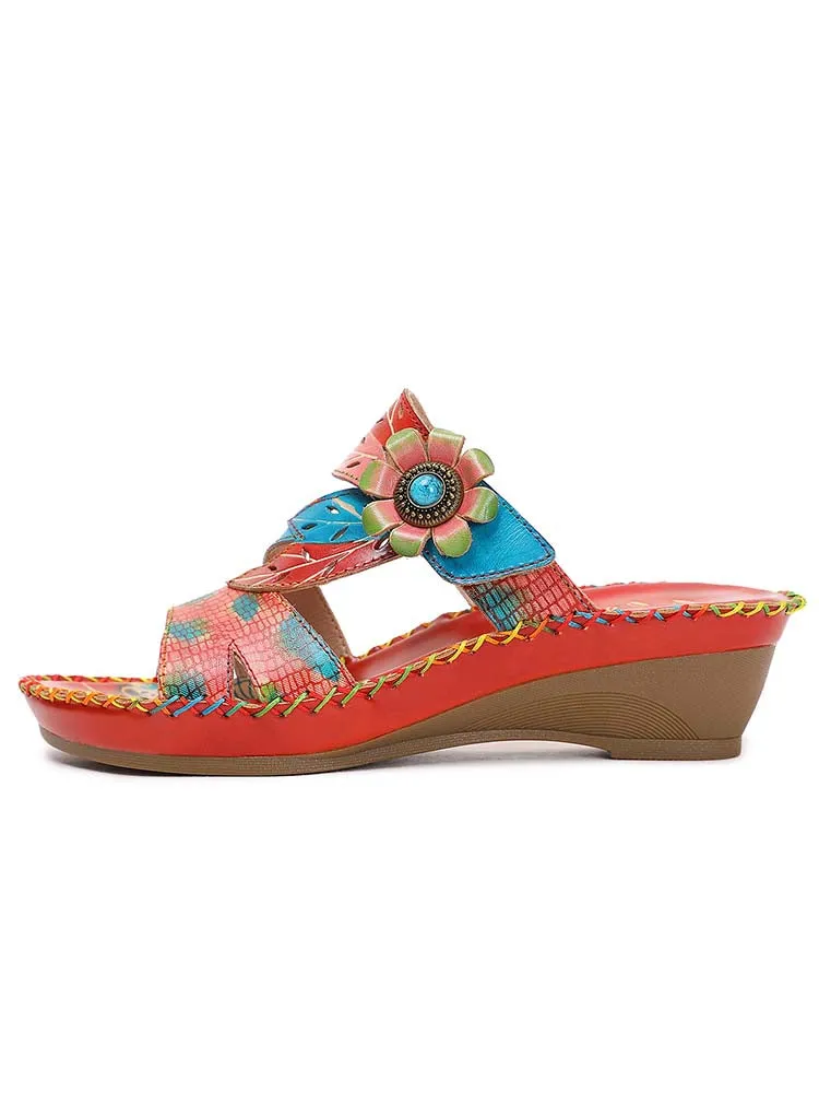 Natasha Vintag Floral Embossing Slippers