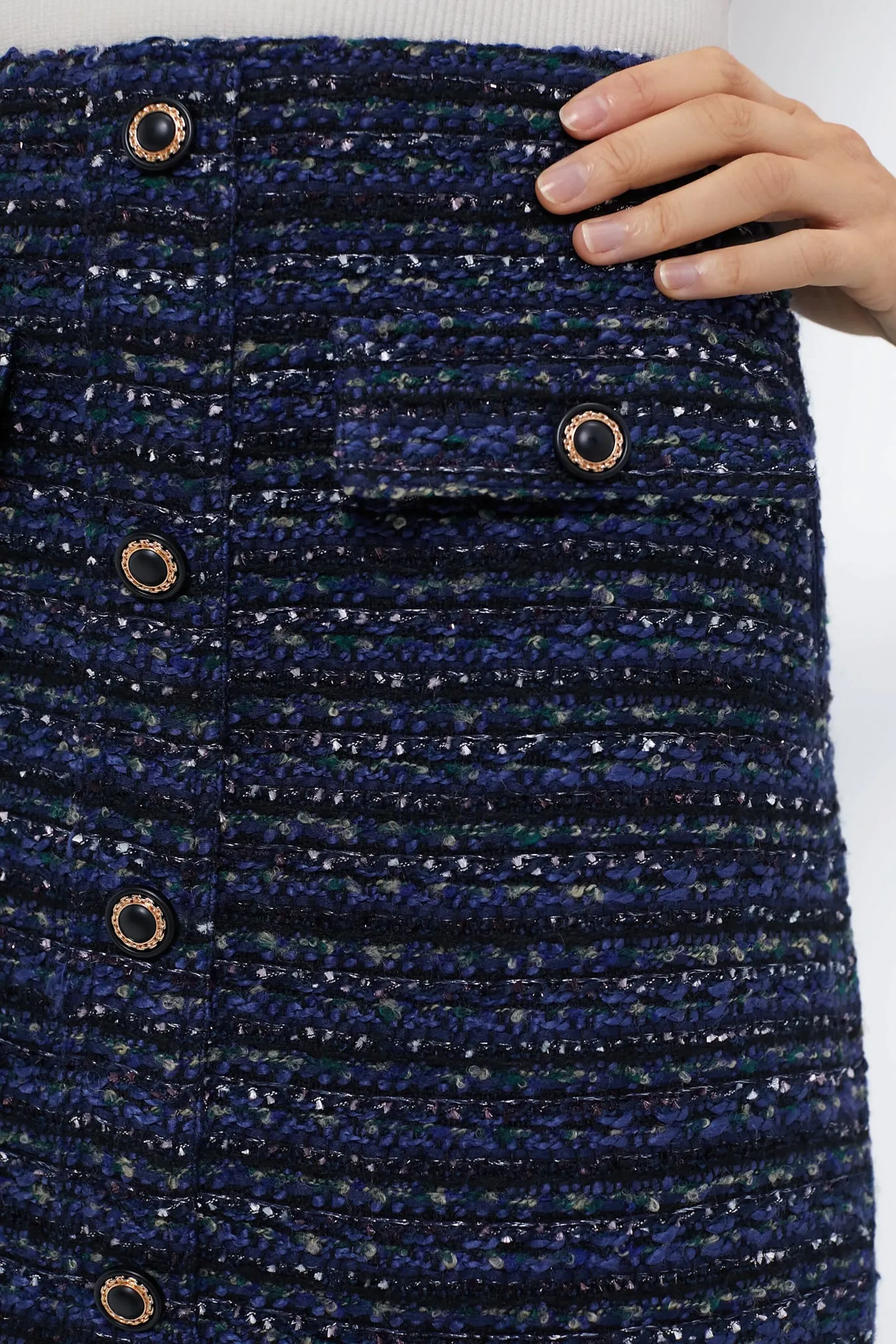 Navy Tweed Greer Mini Skirt