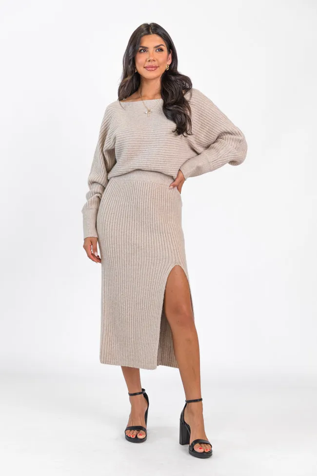 Never Miss Mushroom Boatneck Sweater Set FINAL SALE