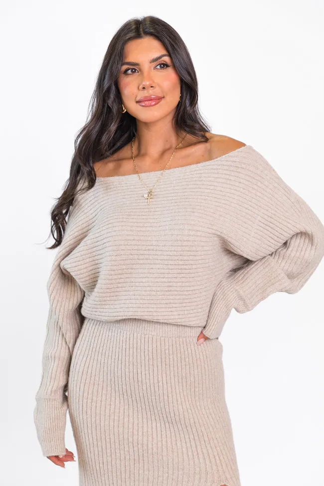 Never Miss Mushroom Boatneck Sweater Set FINAL SALE