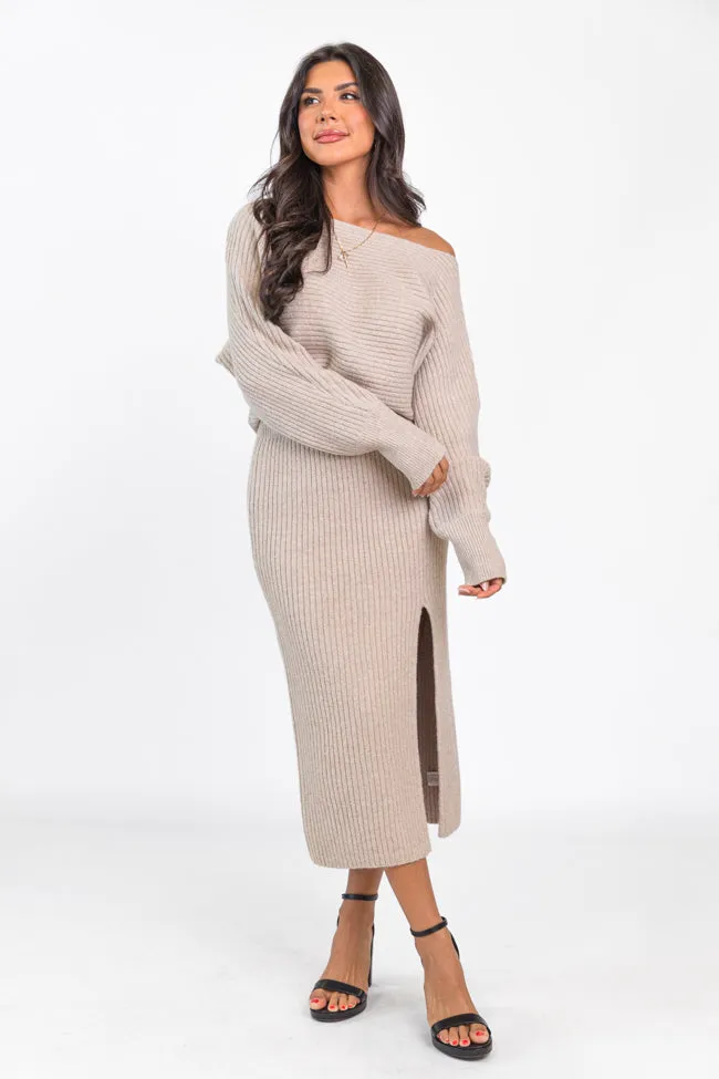 Never Miss Mushroom Boatneck Sweater Set FINAL SALE