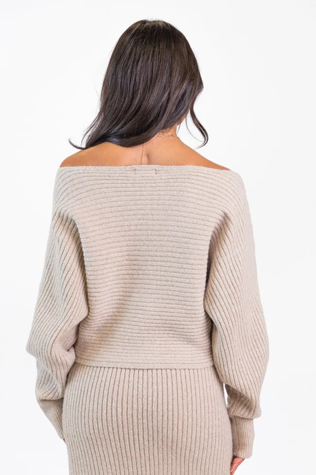 Never Miss Mushroom Boatneck Sweater Set FINAL SALE