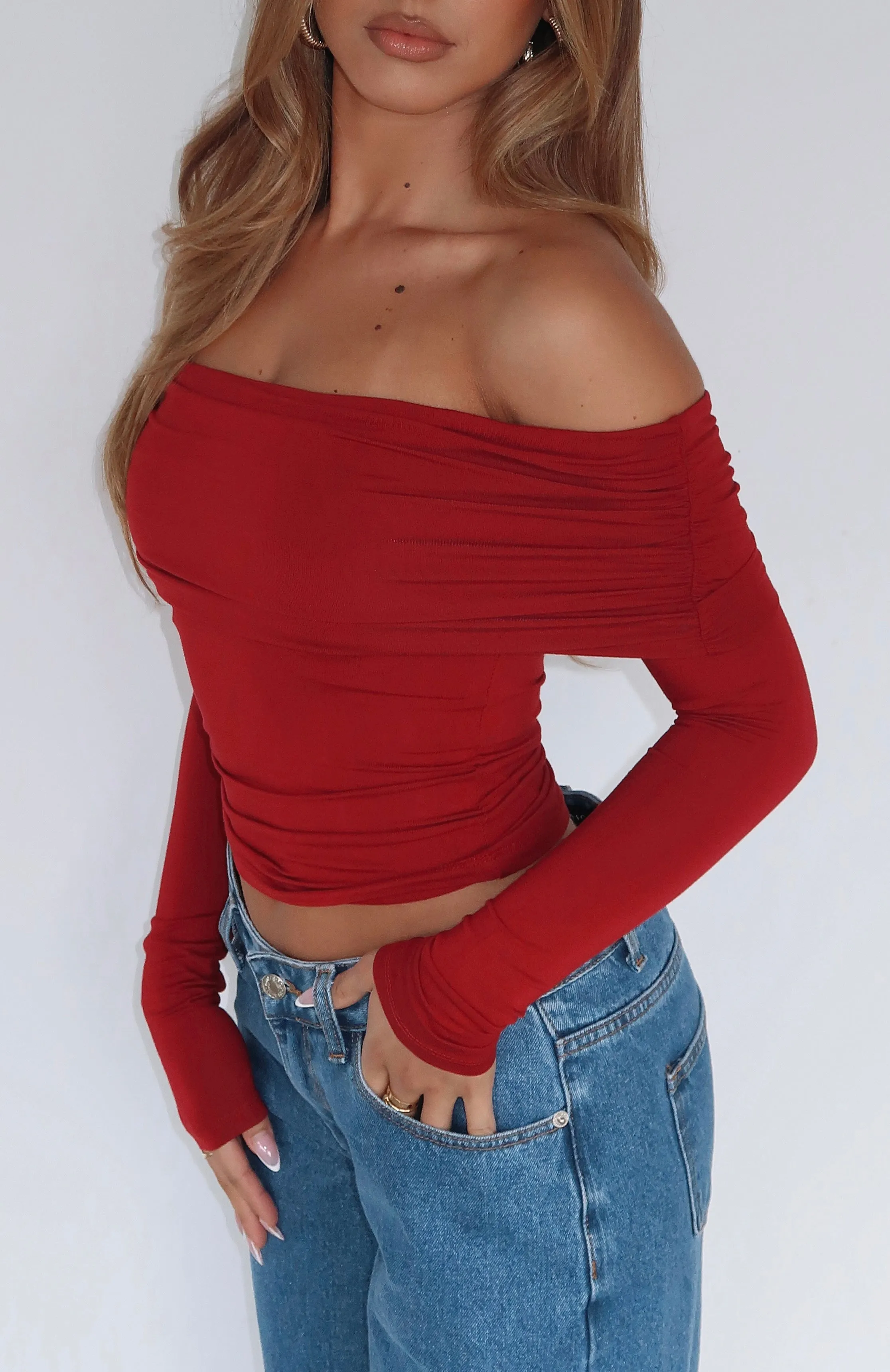 Never On Time Long Sleeve Top Wine