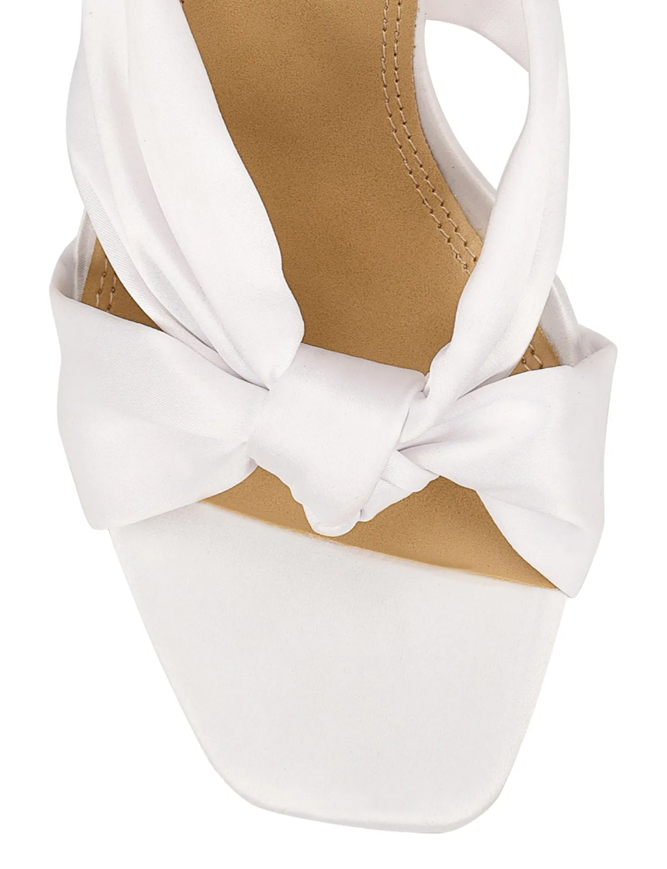 Nicola Satin Knot Mules - Ivory White Satin