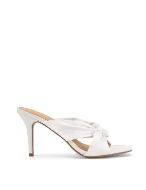 Nicola Satin Knot Mules - Ivory White Satin