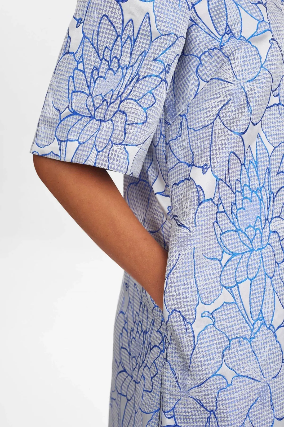 Numph Nuvida Blue Floral Jacquard Mini Dress