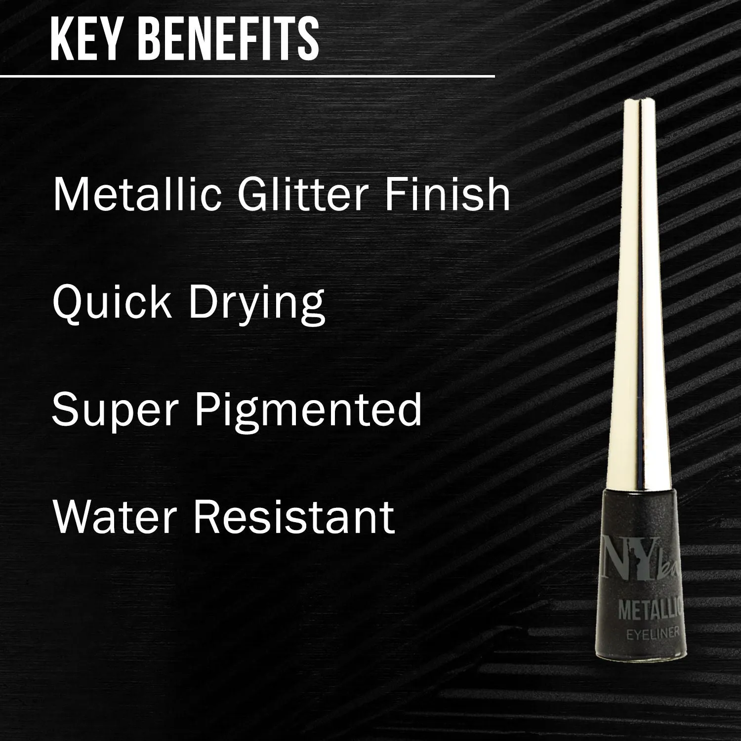 NY Bae Metallic Eyeliner | Metallic Glitter Finish | Quick Dry | Waterproof | Super Pigmented - Black Affair 04 (4.5 ml)