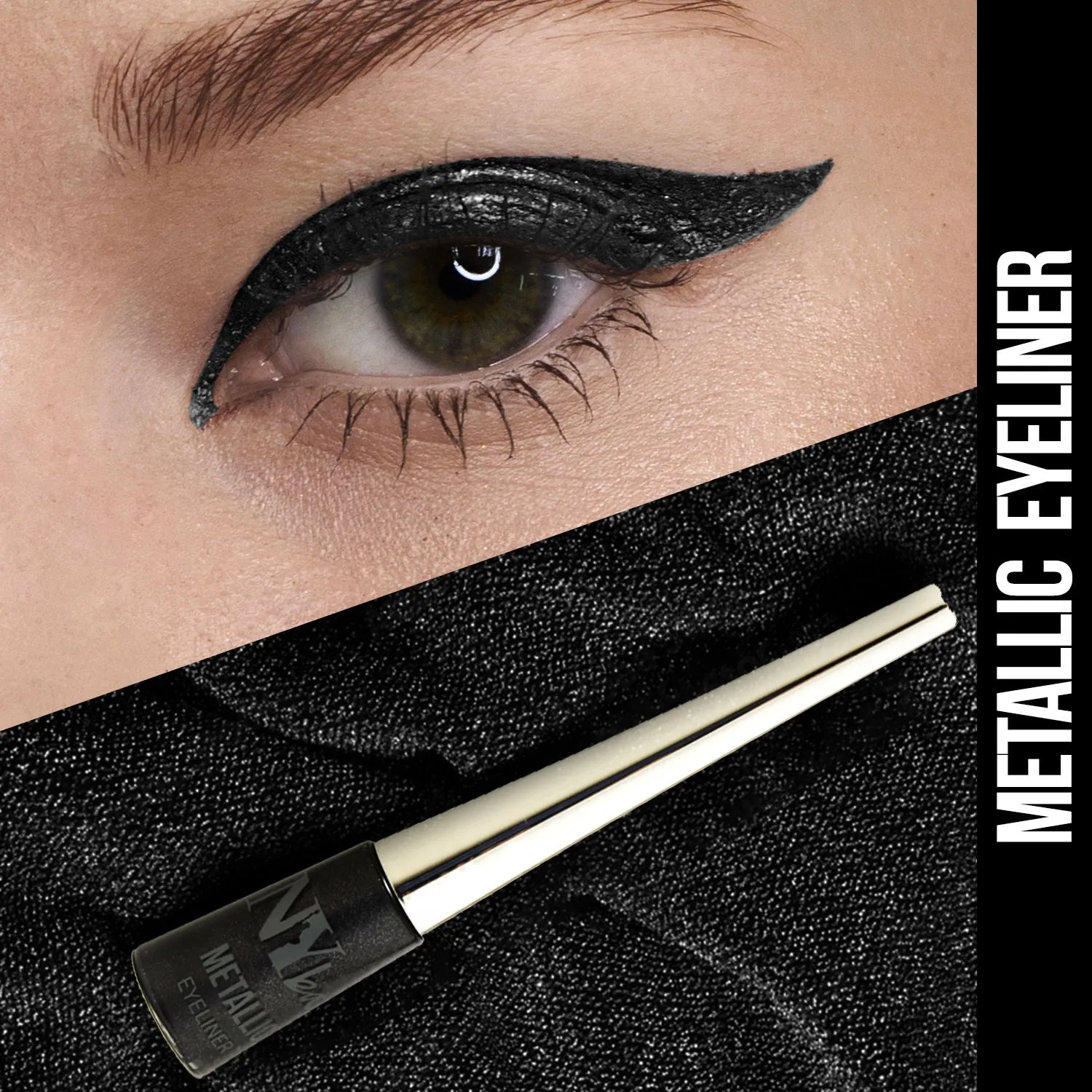NY Bae Metallic Eyeliner | Metallic Glitter Finish | Quick Dry | Waterproof | Super Pigmented - Black Affair 04 (4.5 ml)