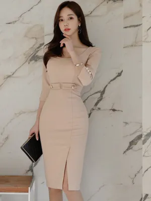 Olivia – Elegant Professional Bodycon Midi Dress