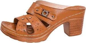 Open Toe Sandals for Women Womens Plus Size Thong Sandals With Metal Belt And High Heel In Solid Color
