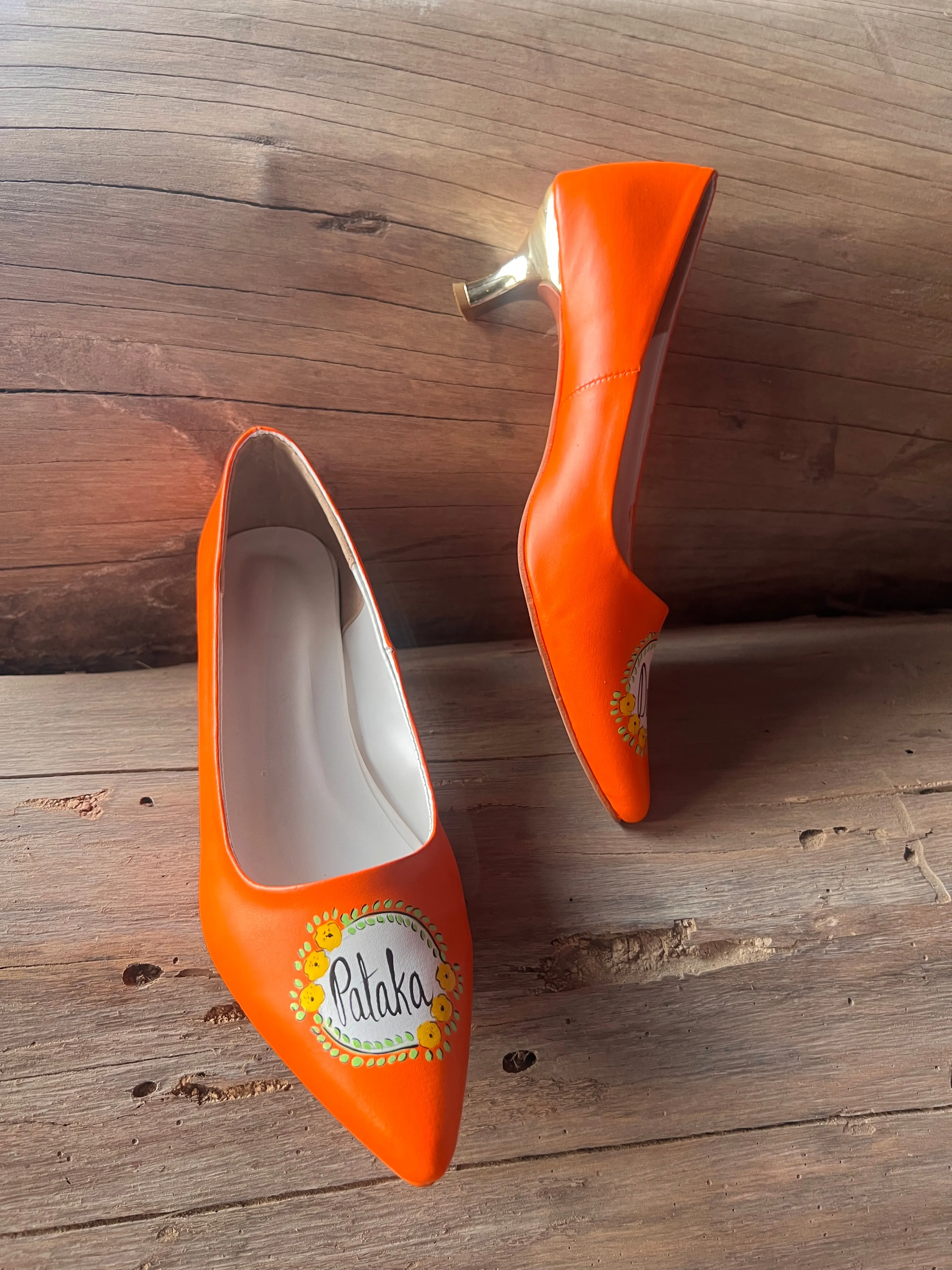 Orange pencil Heels 2.5 Inches