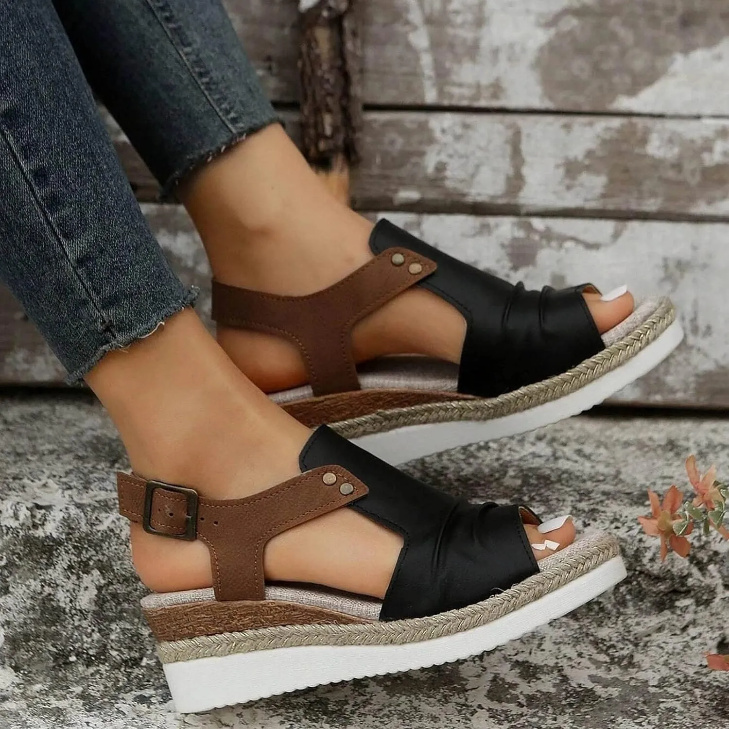 Orthopedic Sandals for Women,Women Walking Slippers with Arch Support Wedge Sandals Summer Dressy Open Toe Ankle Strap Platform Beach Casual Slip on Sandals Beach Dress Comfortable Shoes