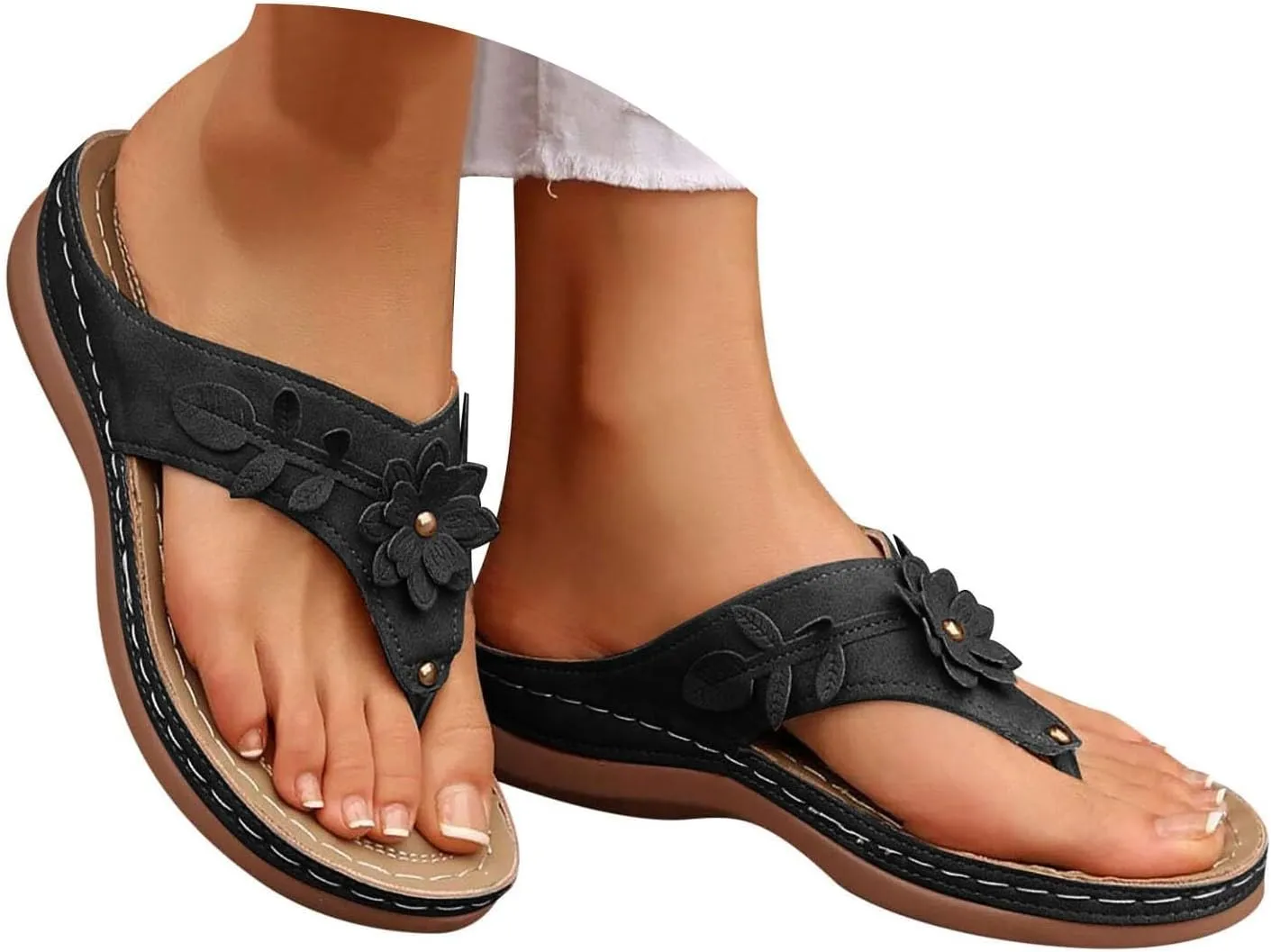 Orthopedic Wedge Sandals for Women Summer Dressy 2025 Flat Open Toe Platform Sandals Casual Flip Flops for Women with Arch Support Silppers
