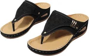 Orthopedic Wedge Sandals for Women Summer Dressy 2025 Flat Open Toe Platform Sandals Casual Flip Flops for Women with Arch Support Silppers