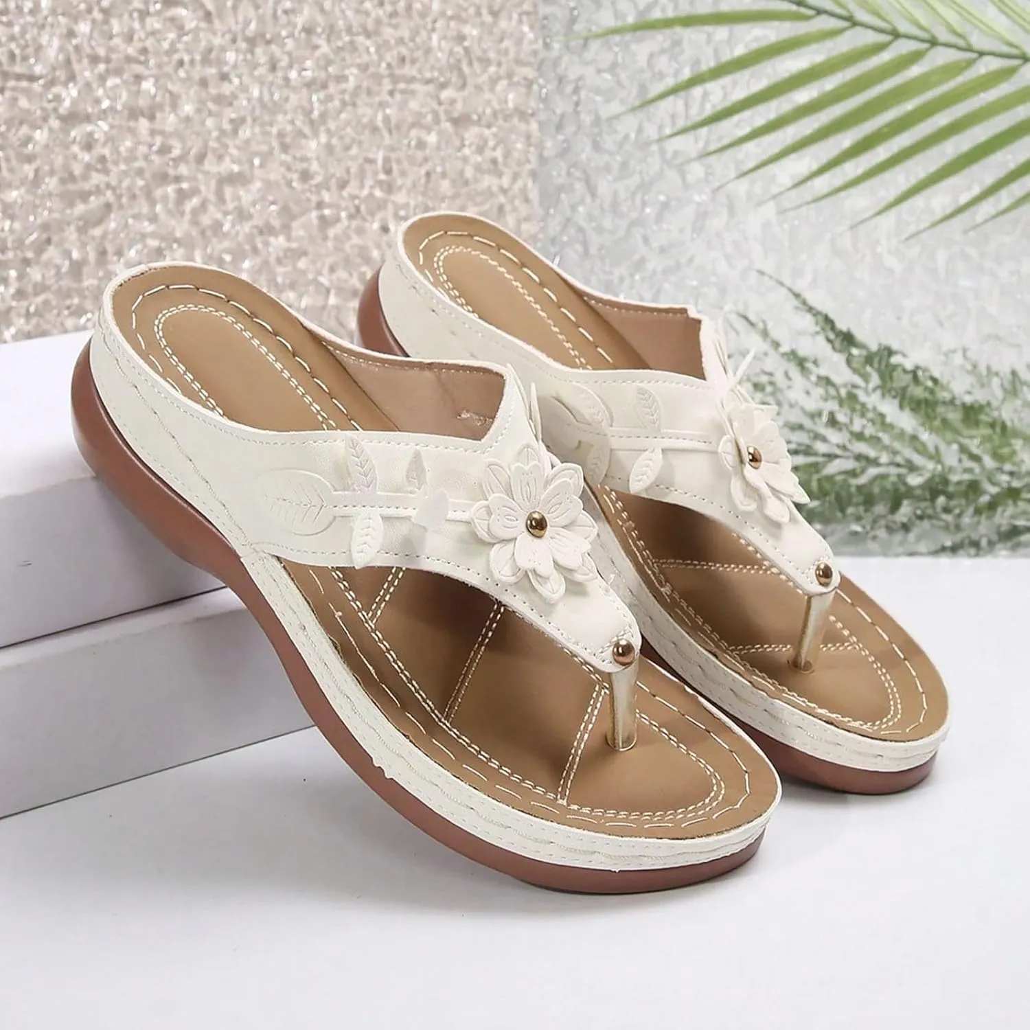 Orthopedic Wedge Sandals for Women Summer Dressy 2025 Flat Open Toe Platform Sandals Casual Flip Flops for Women with Arch Support Silppers