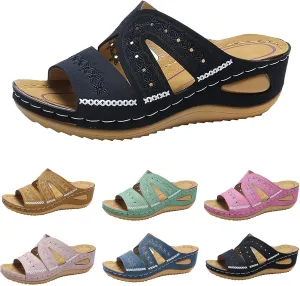 Orthopedic Wedge Sandals for Women Summer Dressy 2025 Flat Open Toe Platform Sandals Casual Flip Flops for Women with Arch Support Silppers