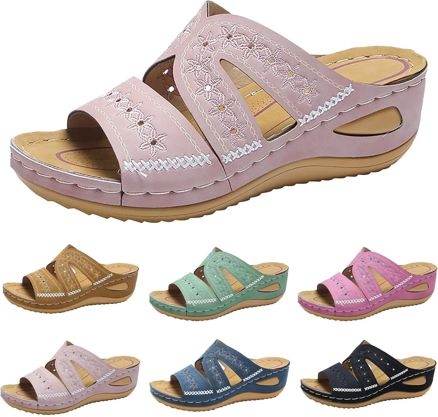 Orthopedic Wedge Sandals for Women Summer Dressy 2025 Flat Open Toe Platform Sandals Casual Flip Flops for Women with Arch Support Silppers