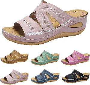 Orthopedic Wedge Sandals for Women Summer Dressy 2025 Flat Open Toe Platform Sandals Casual Flip Flops for Women with Arch Support Silppers