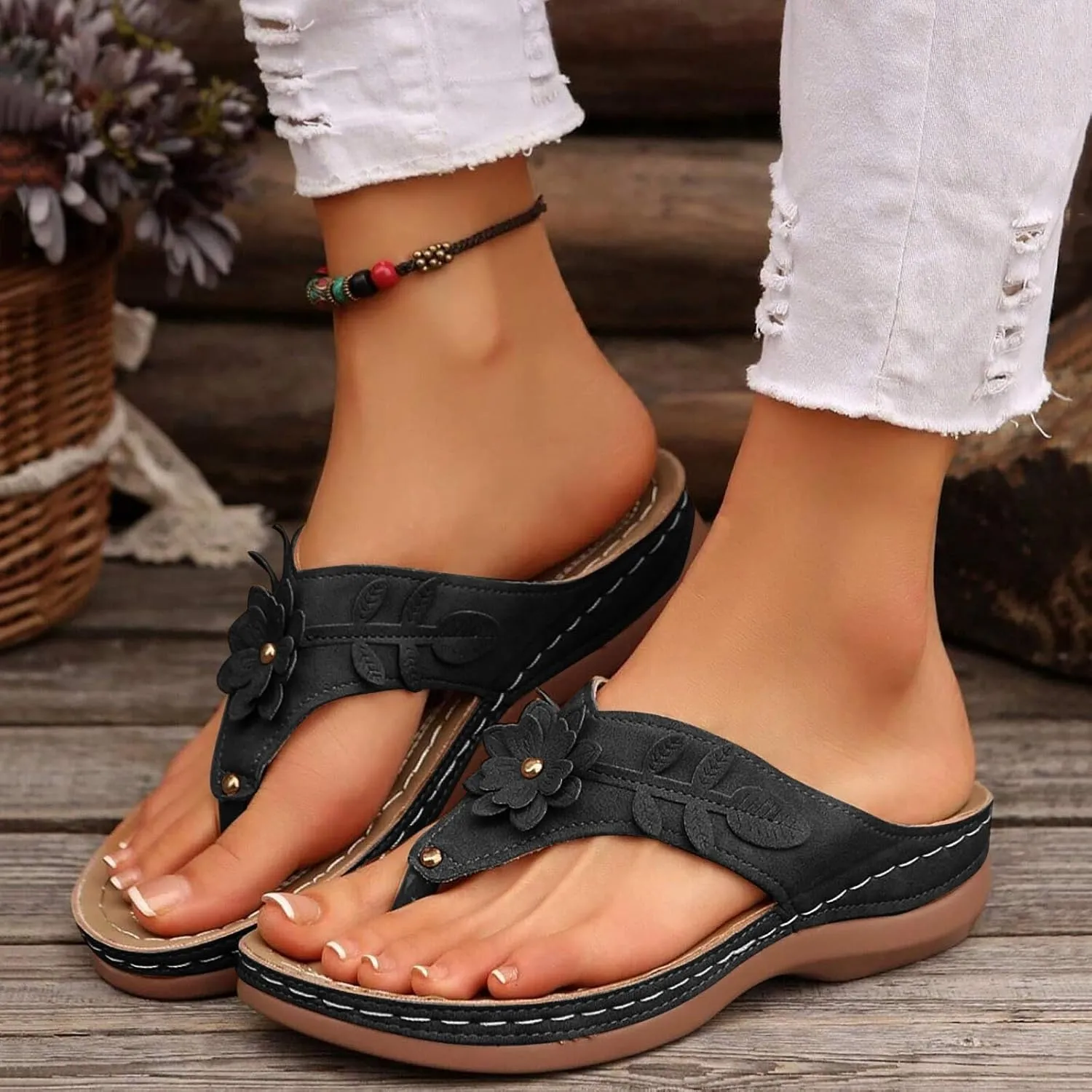 Orthopedic Wedge Sandals for Women Summer Dressy 2025 Flat Open Toe Platform Sandals Casual Flip Flops for Women with Arch Support Silppers
