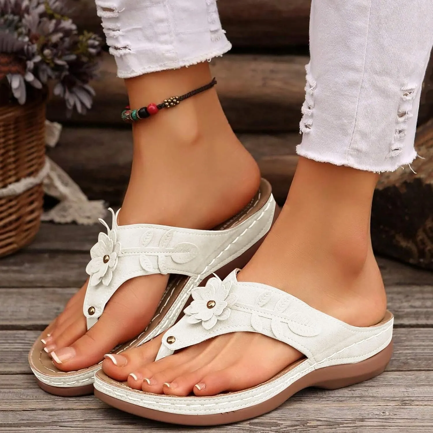 Orthopedic Wedge Sandals for Women Summer Dressy 2025 Flat Open Toe Platform Sandals Casual Flip Flops for Women with Arch Support Silppers