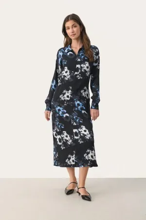 Part Two LamiyaPW Floral Midi Dress in Dark Navy