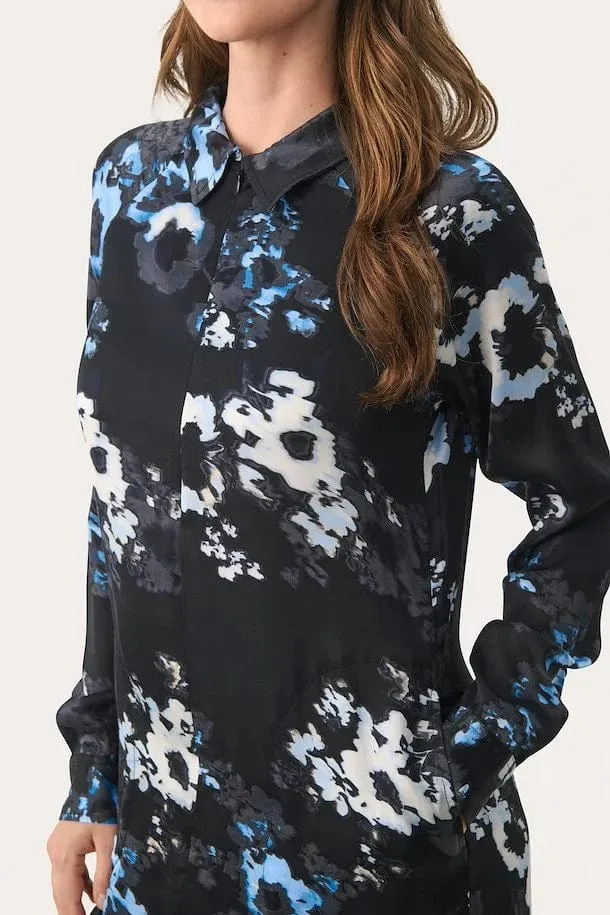Part Two LamiyaPW Floral Midi Dress in Dark Navy