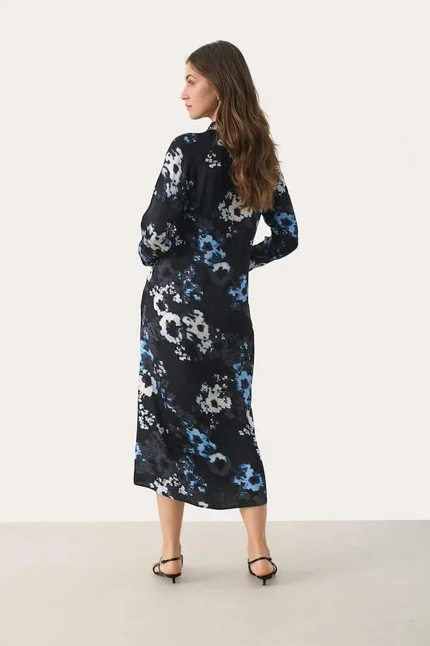 Part Two LamiyaPW Floral Midi Dress in Dark Navy