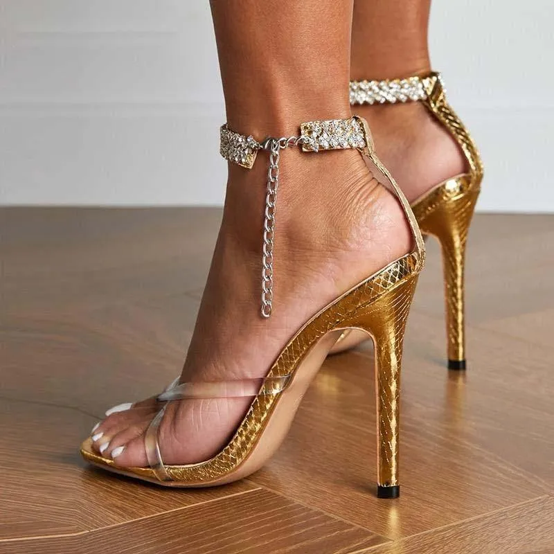 Party Time Snake Pattern Sandal High Heels