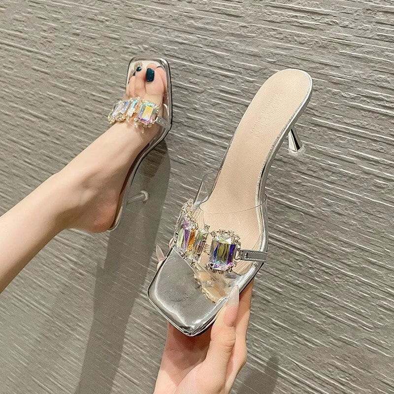 Party Wear Transparent High Heel For Ladies