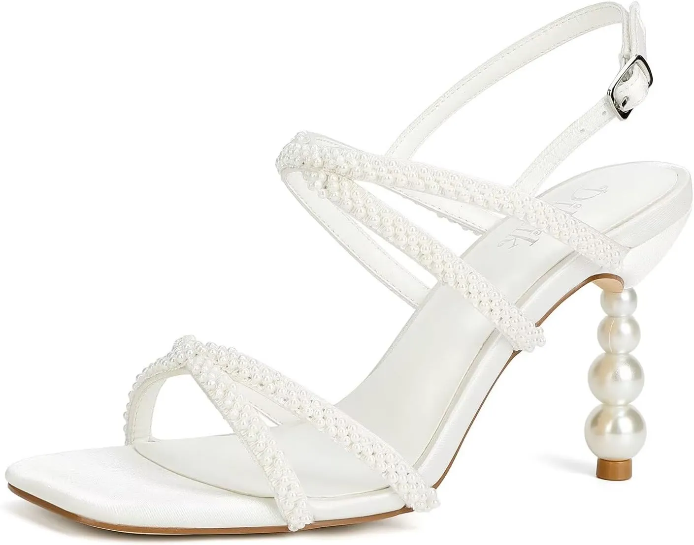 Pearl Heels Wedding Shoes for Bride Open Toe Bridal Shoes High Heel Wedding Sandals