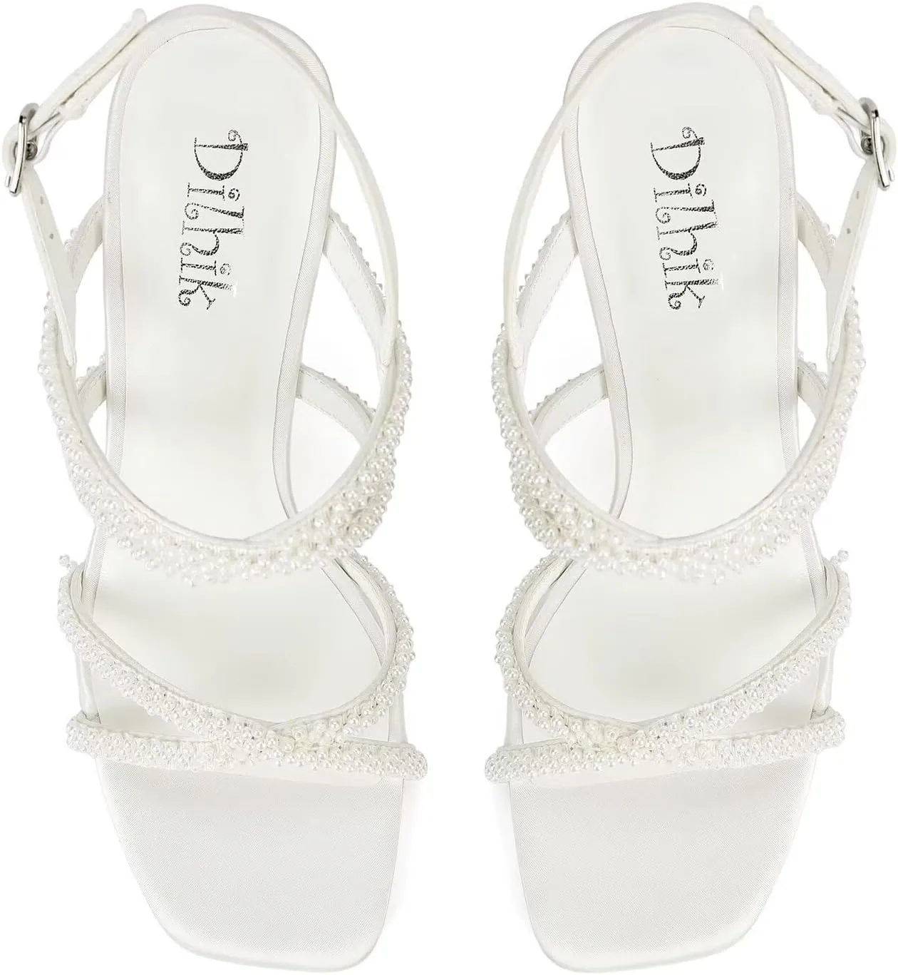 Pearl Heels Wedding Shoes for Bride Open Toe Bridal Shoes High Heel Wedding Sandals