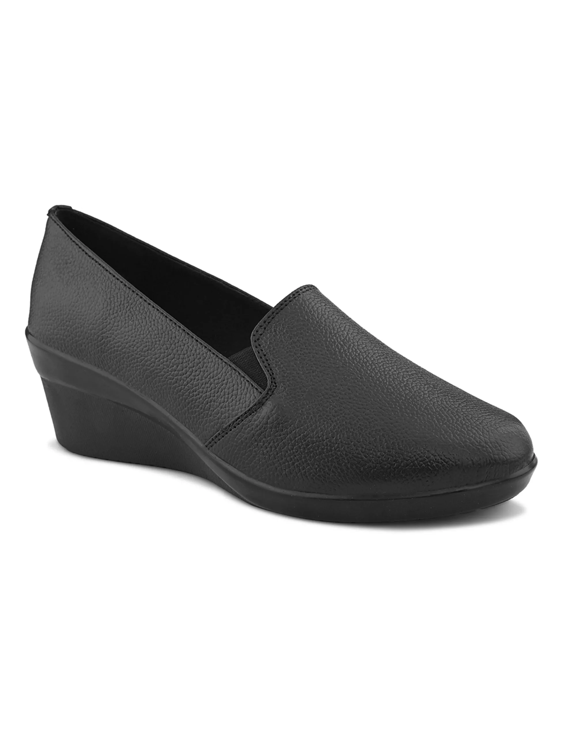 Pelle Albero Female's Black Leather Wedge Heel Ballerina