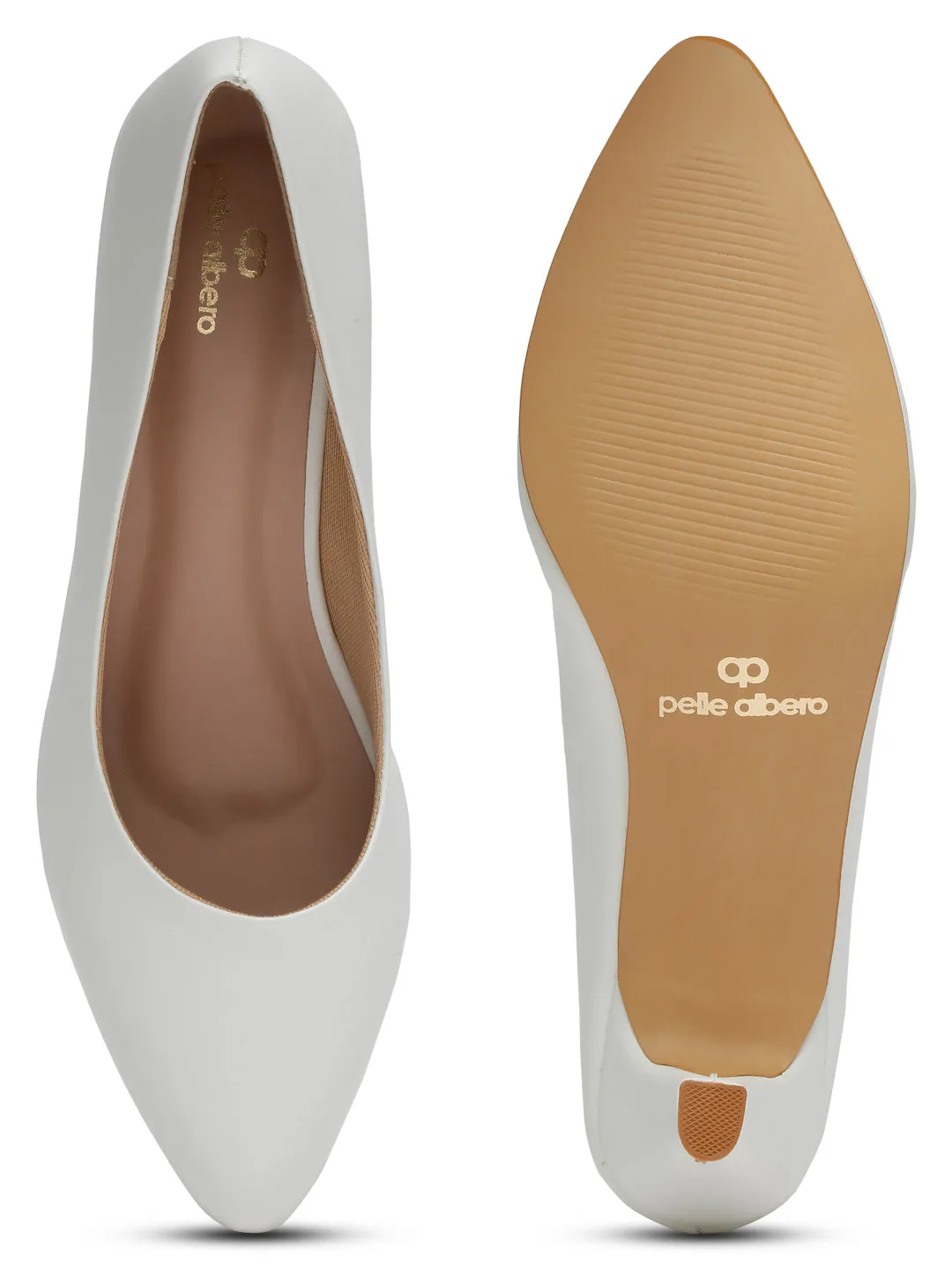 Pelle Albero Women White Slip-On Kitten Heels