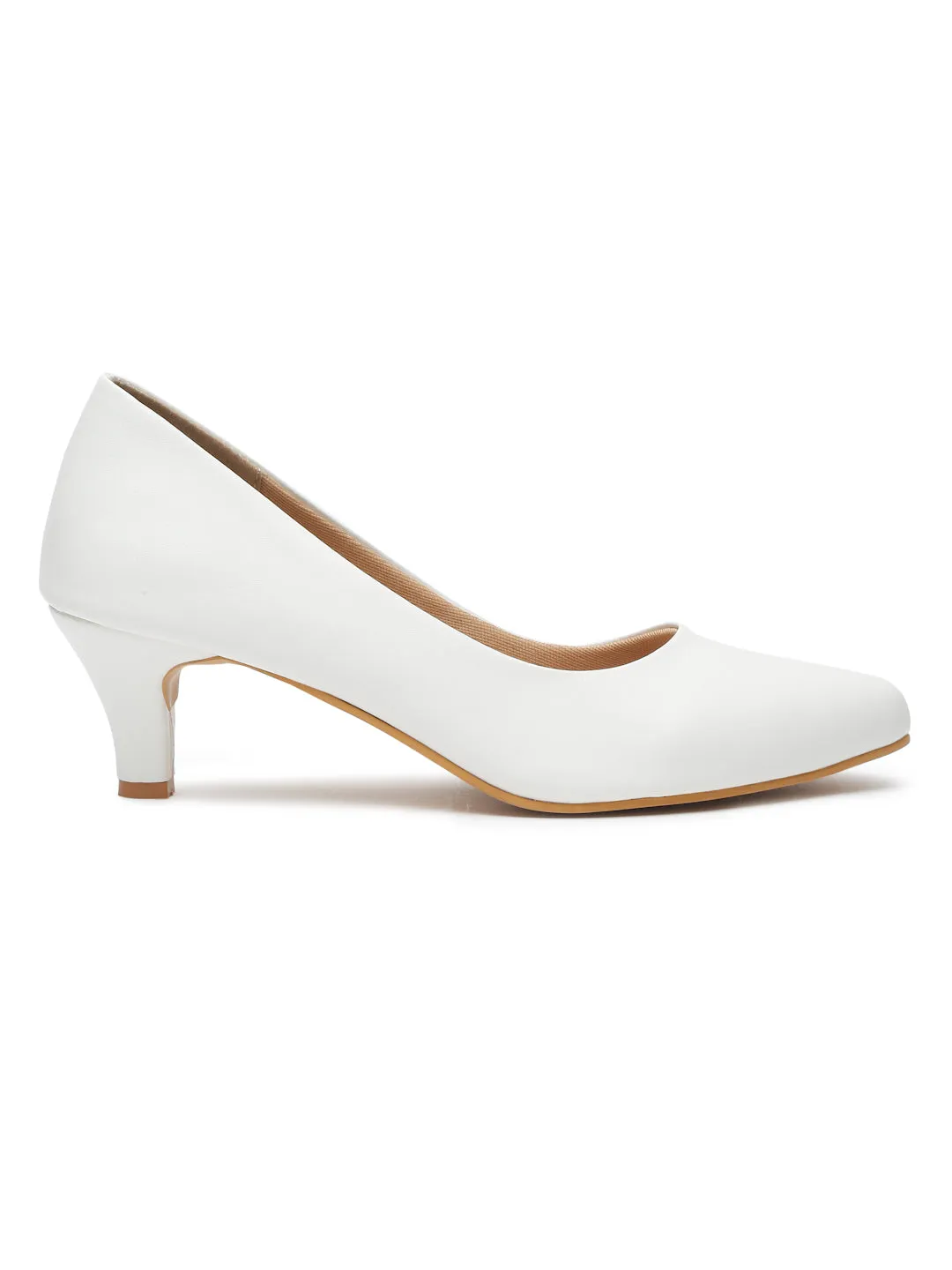 Pelle Albero Women White Slip-On Kitten Heels