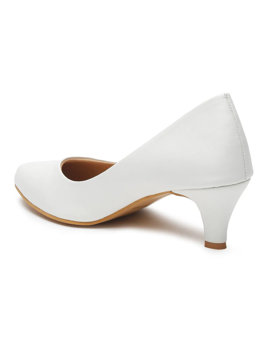Pelle Albero Women White Slip-On Kitten Heels