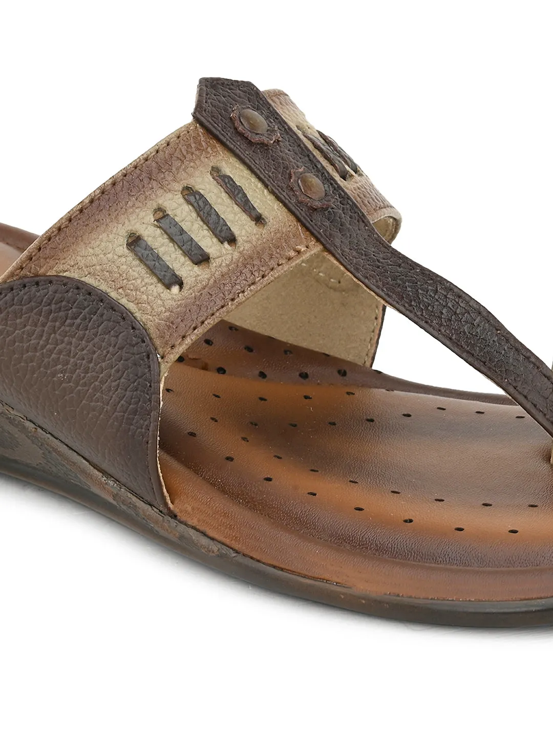Pelle Albero Women's Beige Leather Slip-On Wedge Heel Sandals