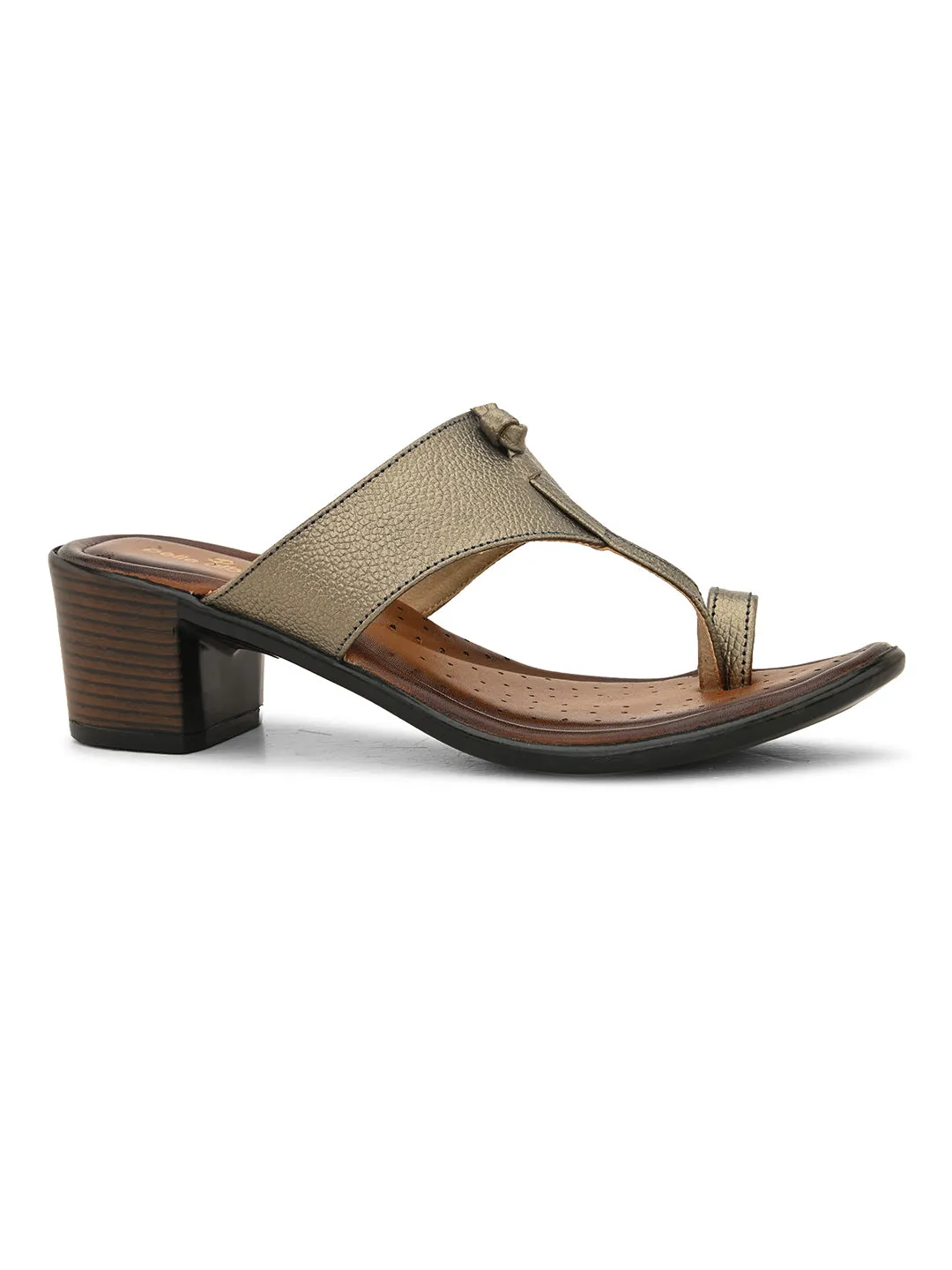 Pelle Albero Women's G Metal Leather Slip-On Block Heel Sandals
