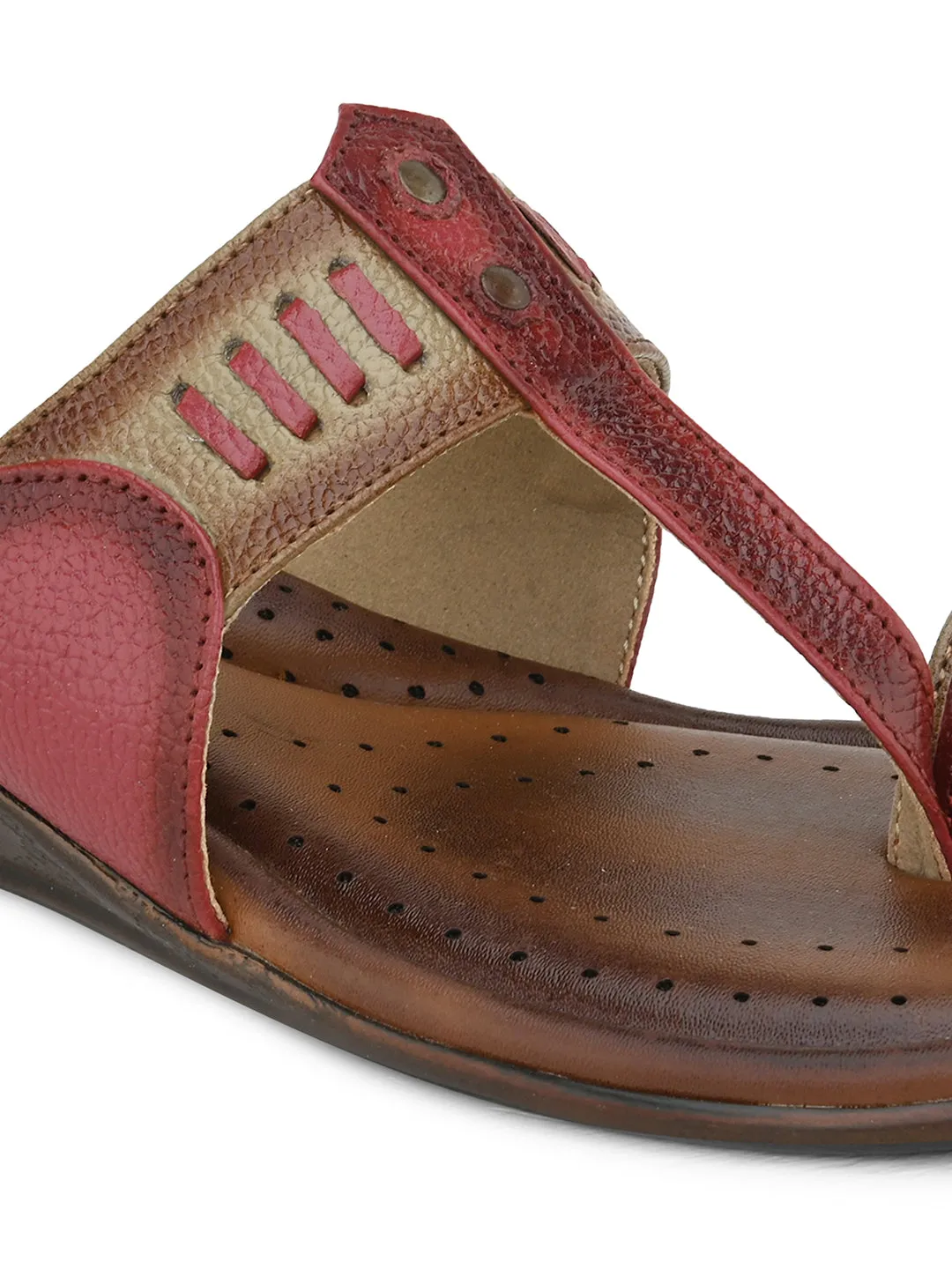 Pelle Albero Women's Latest Trendy Cherry Leather Slip-On Heels Wedge Sandals