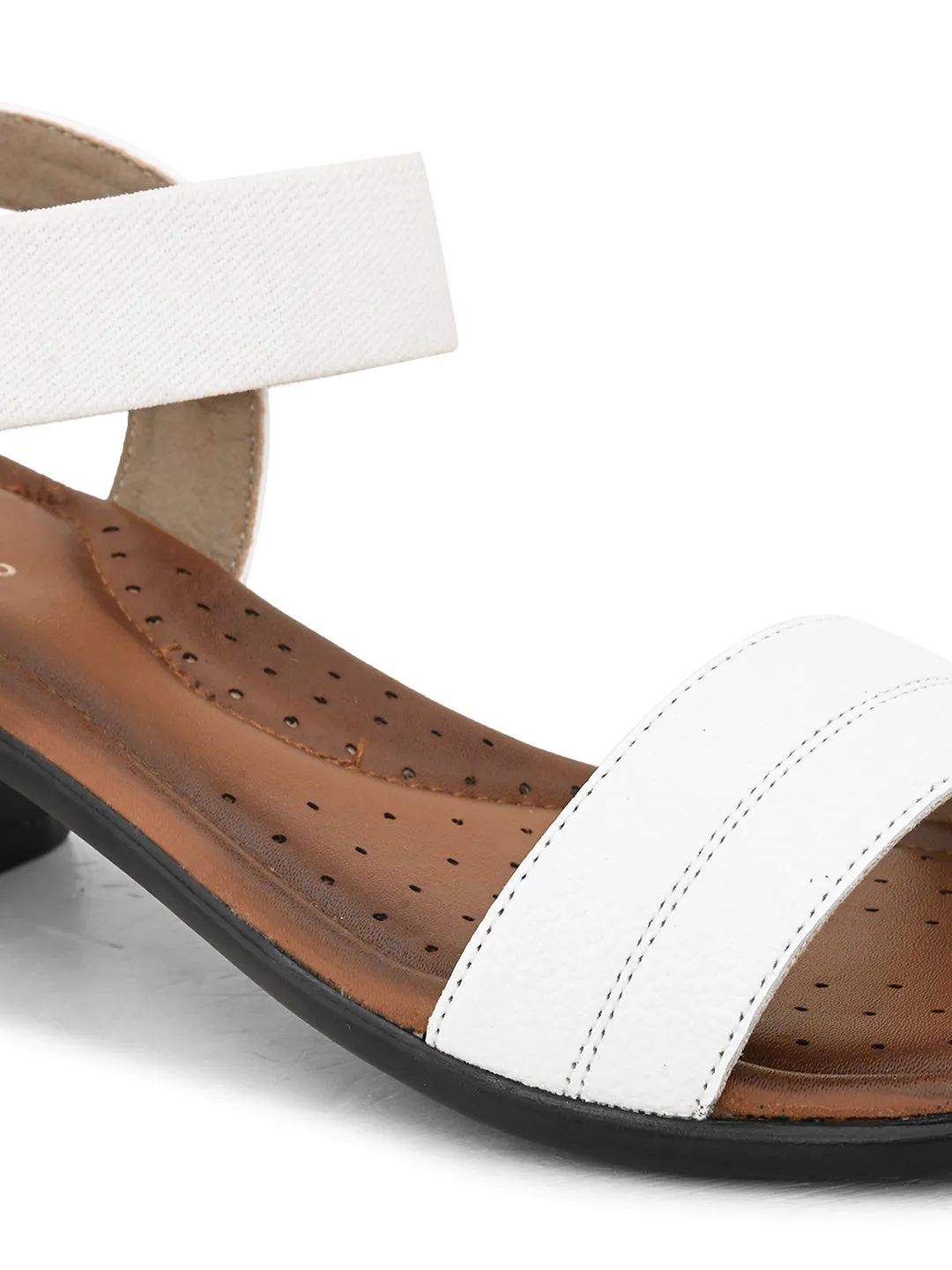 Pelle Albero Women's White Leather Slip-On Block Heel Sandals