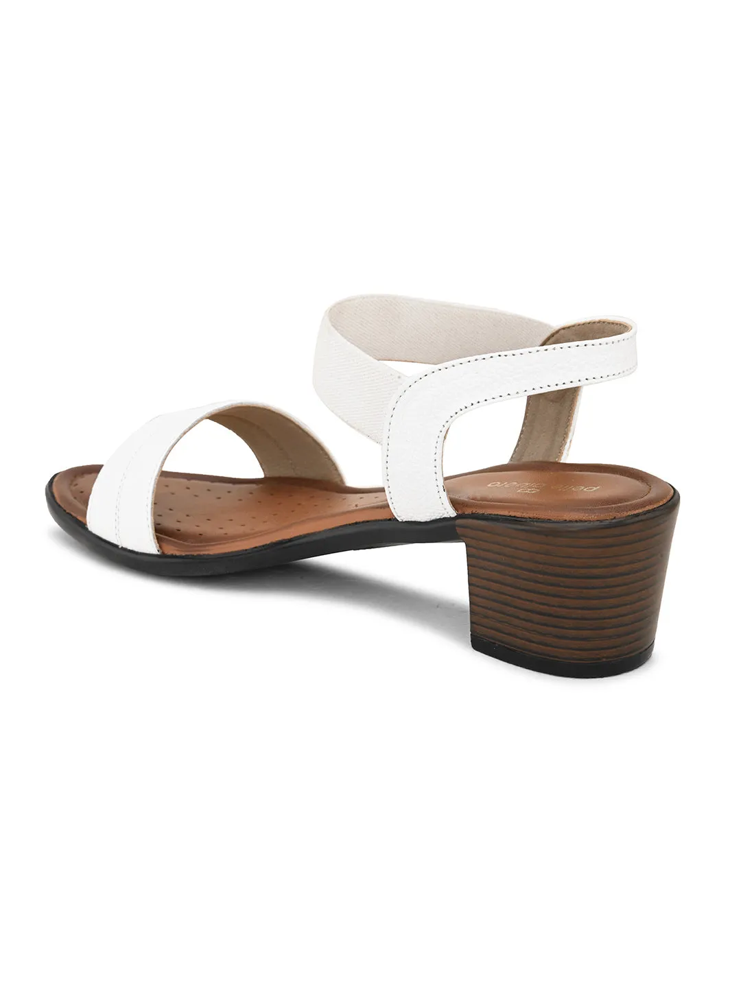 Pelle Albero Women's White Leather Slip-On Block Heel Sandals