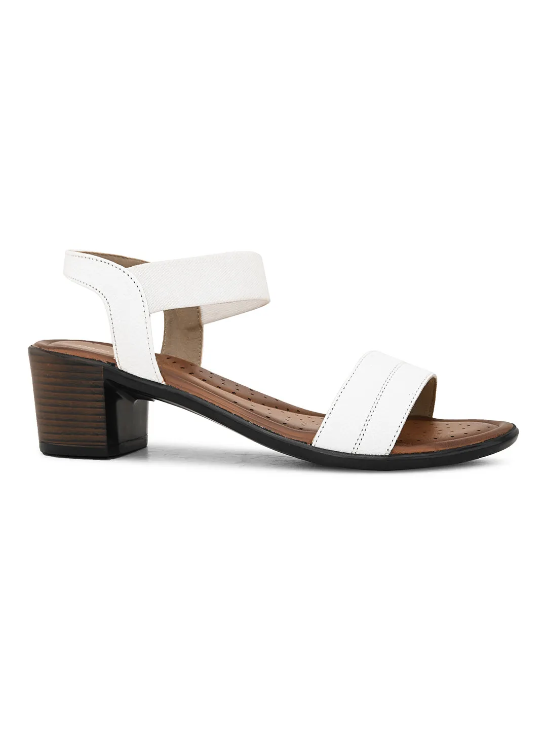 Pelle Albero Women's White Leather Slip-On Block Heel Sandals