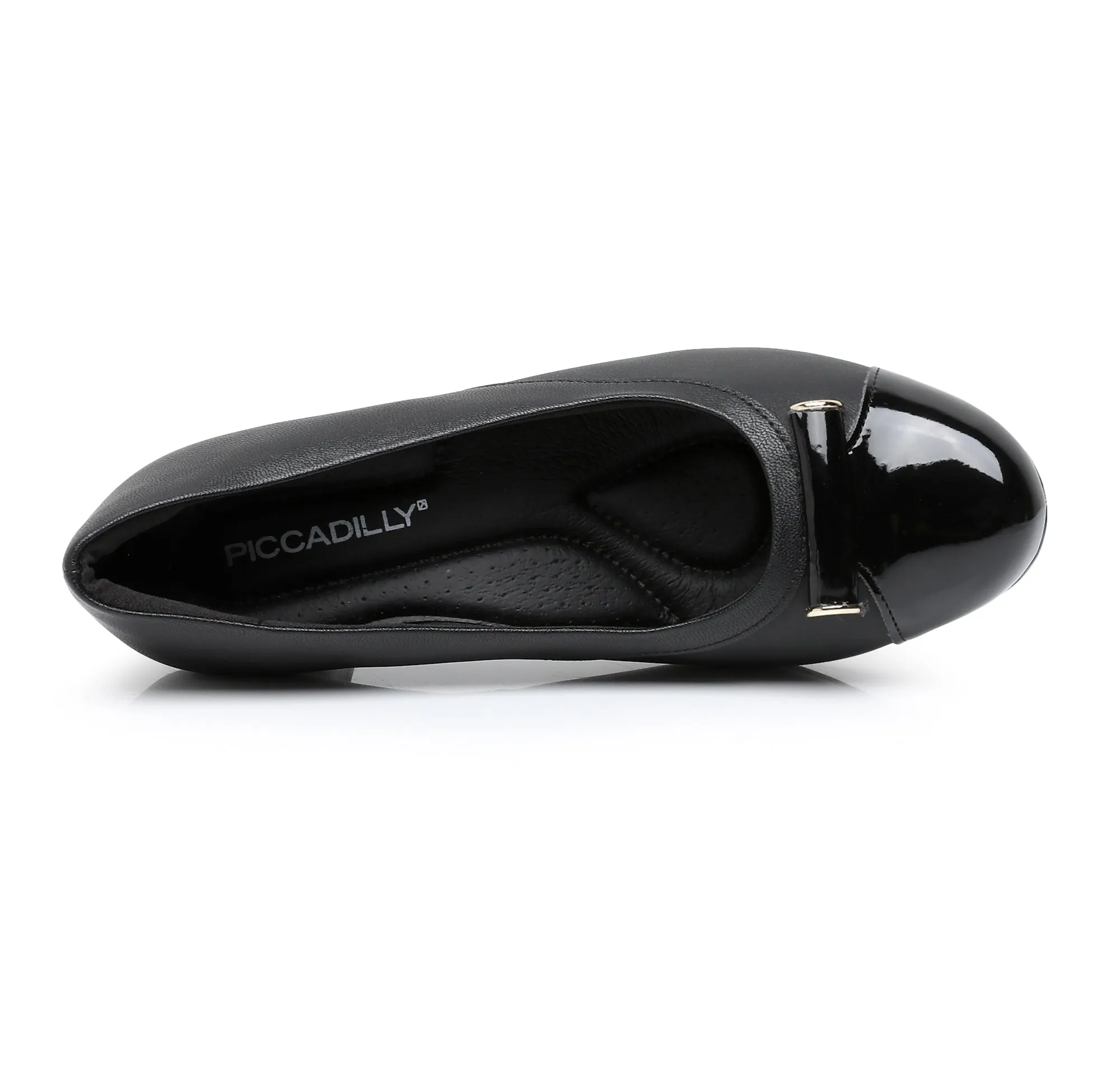 Piccadilly Black Patent Deco Toe Pump Shoes for Women (110.128)