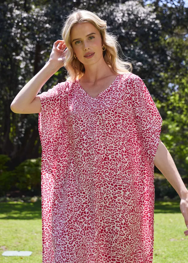 Pink Leopard Kaftan