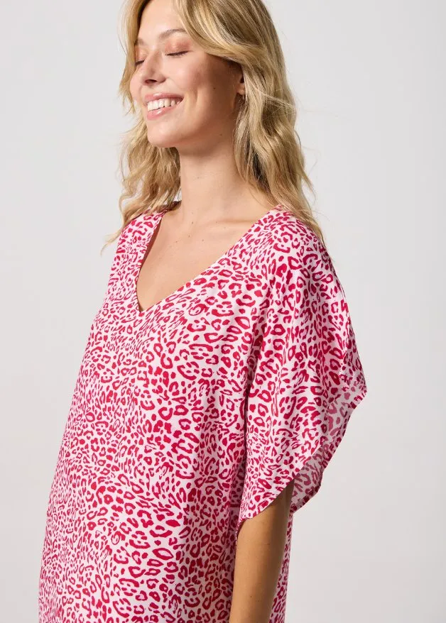 Pink Leopard Kaftan