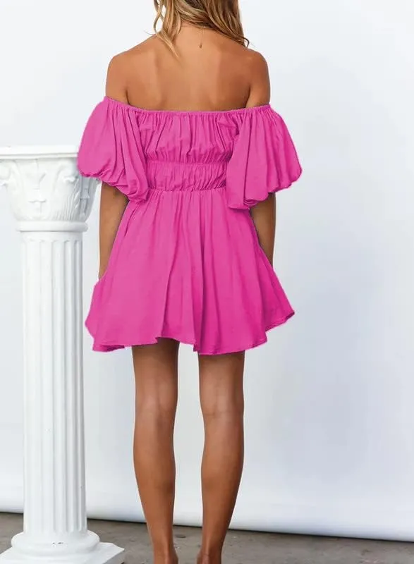 Pink Off Shoulder Summer Dress